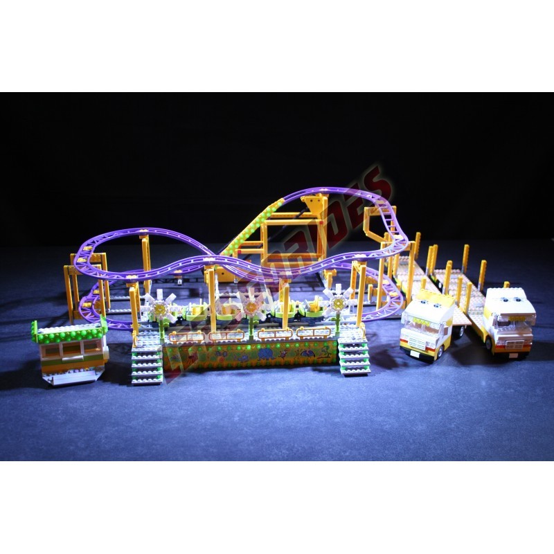 LetsGoRides - Caterpillar, 
Motorized reproduction of the fairground attraction 'Caterpillar" made with Lego. Foldable on four 