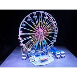 LetsGoRides - Ferris Wheel, Motorized reproduction of the fairground attraction "Ferris Wheel" made with Lego bricks. Foldable o