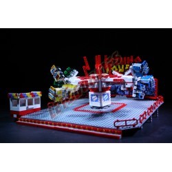  - TechnoPower, Motorized reproduction of the fairground attraction 'Techno Power' made with Lego.
Foldable on one trailer.
