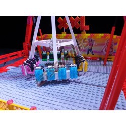 LetsGoRides - XXL, 
Motorized reproduction of the fairground attraction "XXL" made with Lego. Foldable on 3 trailers.
