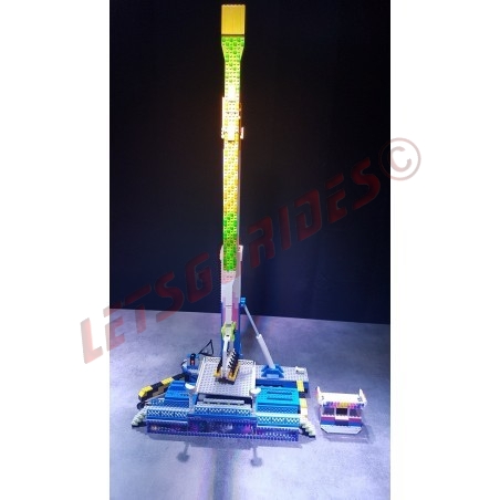 LetsGoRides - Capriolo 10, 
Motorized reproduction of the fairground attraction "Capriolo 10" made with Lego. Foldable on two t