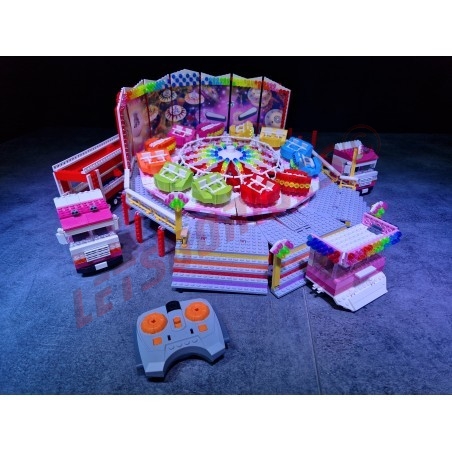 LetsGoRides - Flipper, 
Motorized reproduction of the fairground attraction "Flipper" made with Lego bricks. Transportable on 2