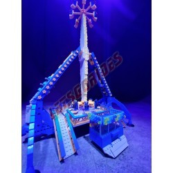 LetsGoRides - Lunarix, 
Motorized reproduction of the fairground attraction "Lunarix" made with Lego bricks. Foldable on 1 trai