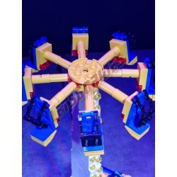 LetsGoRides - Lunarix, 
Motorized reproduction of the fairground attraction "Lunarix" made with Lego bricks. Foldable on 1 trai