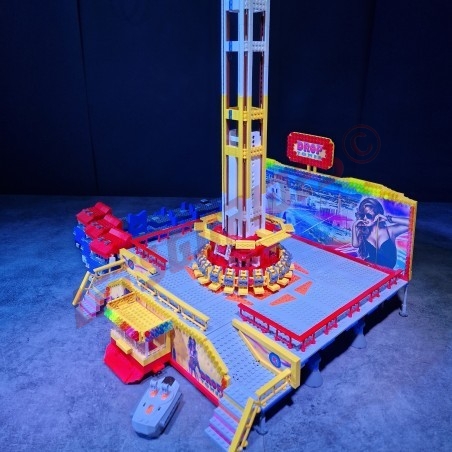 LetsGoRides - Drop Tower, 
Motorized reproduction of the fairground attraction 'Drop Tower' made with Lego.
Foldable on 5 trai