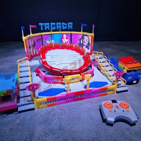 LetsGoRides - Tagada, 
Motorized reproduction of the fairground attraction "Tagada" made with Lego bricks
Transportable on 2 t