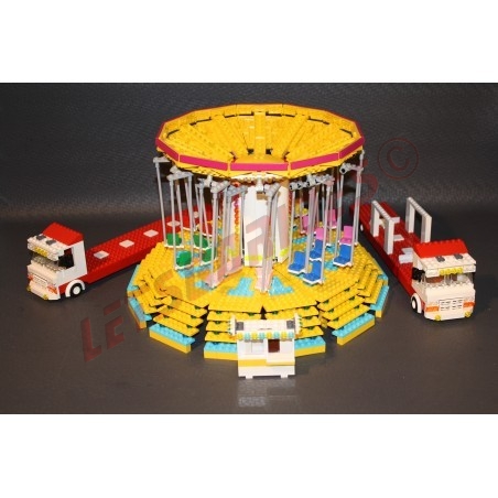 LetsGoRides - Wave Swinger, 
Motorized reproduction of the fairground attraction "Wave Swinger" made with Lego bricks. Foldable