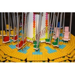 LetsGoRides - Wave Swinger, 
Motorized reproduction of the fairground attraction "Wave Swinger" made with Lego bricks. Foldable