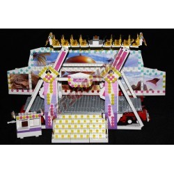 LetsGoRides - Aladdin, 
Motorized reproduction of the fairground attraction 'Aladdin' (Flying Carpet) made with Lego. Foldable 